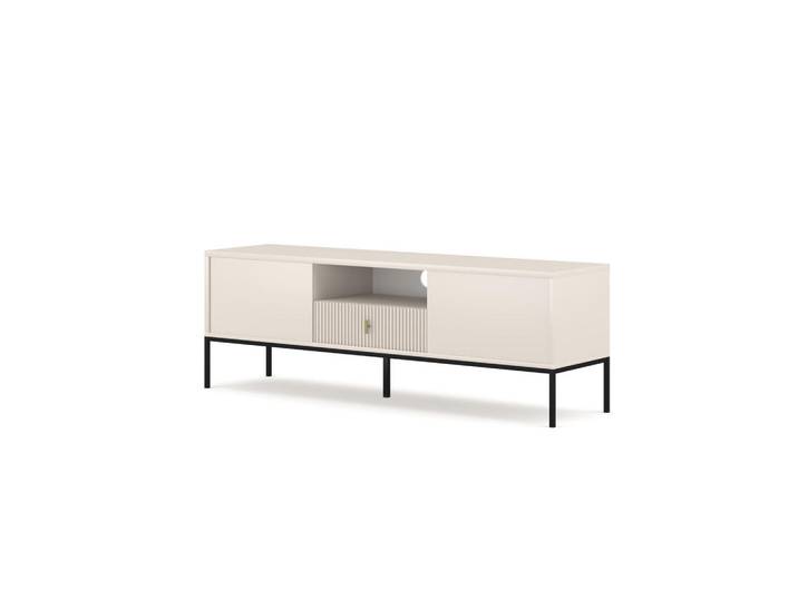 Furnlux Tv-Lowboard Maggiore Beige, Schwarz 154x39x53 cm, Holzwerkstoff, 154x53x39 cm, Wohnzimmer, TV Möbel, Lowboards, Lowboards stehend