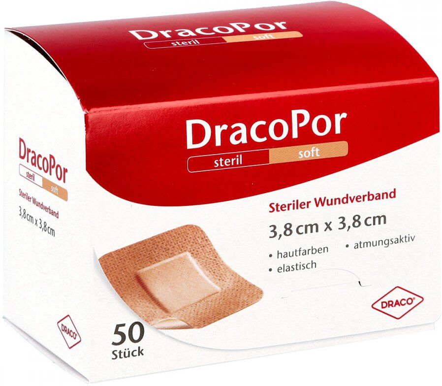 Dracopor Wundverband 3,8x3,8 cm steril hautfarben