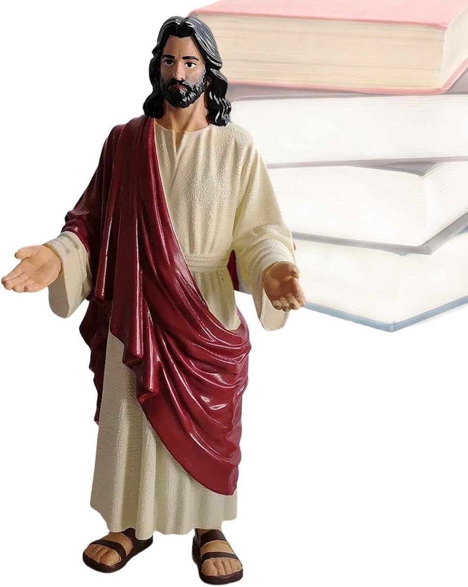 Merkloos Jezus Tuinbeeld met Open Armen - Religieus Beeld voor Spirituele Decoratie - Breedte: 24 cm