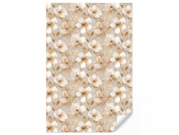 OnlyWow Tapete - Blumen - künstlerisch - Gold - 140x220 cm, Beige, Papier, Rechteckig, 140x220 cm, Tapeten & Wandverkleidungen, Vliestapeten
