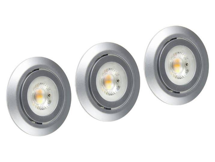LED Einbauleuchte 3er-Set schwenkbar rund 82mm 70° 3x4.8W 3x450lm 230V 3000K Chrom matt