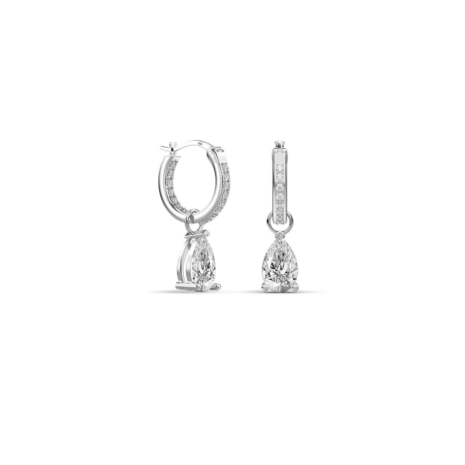 Damesoorbellen van 925 sterling zilver met druppelvormige cubic zirconia BIPE027