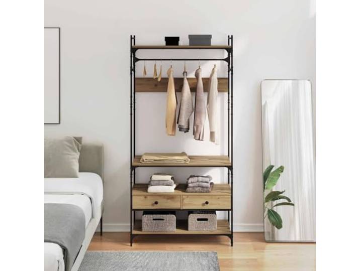 ZXQVLMRS Kleiderschrank Artisan-Eiche Holzwerkstoff Industrieller Stil Urbaner Loft-Look, Viel Stauraum, Matte Oberfläche, Einfache Montage