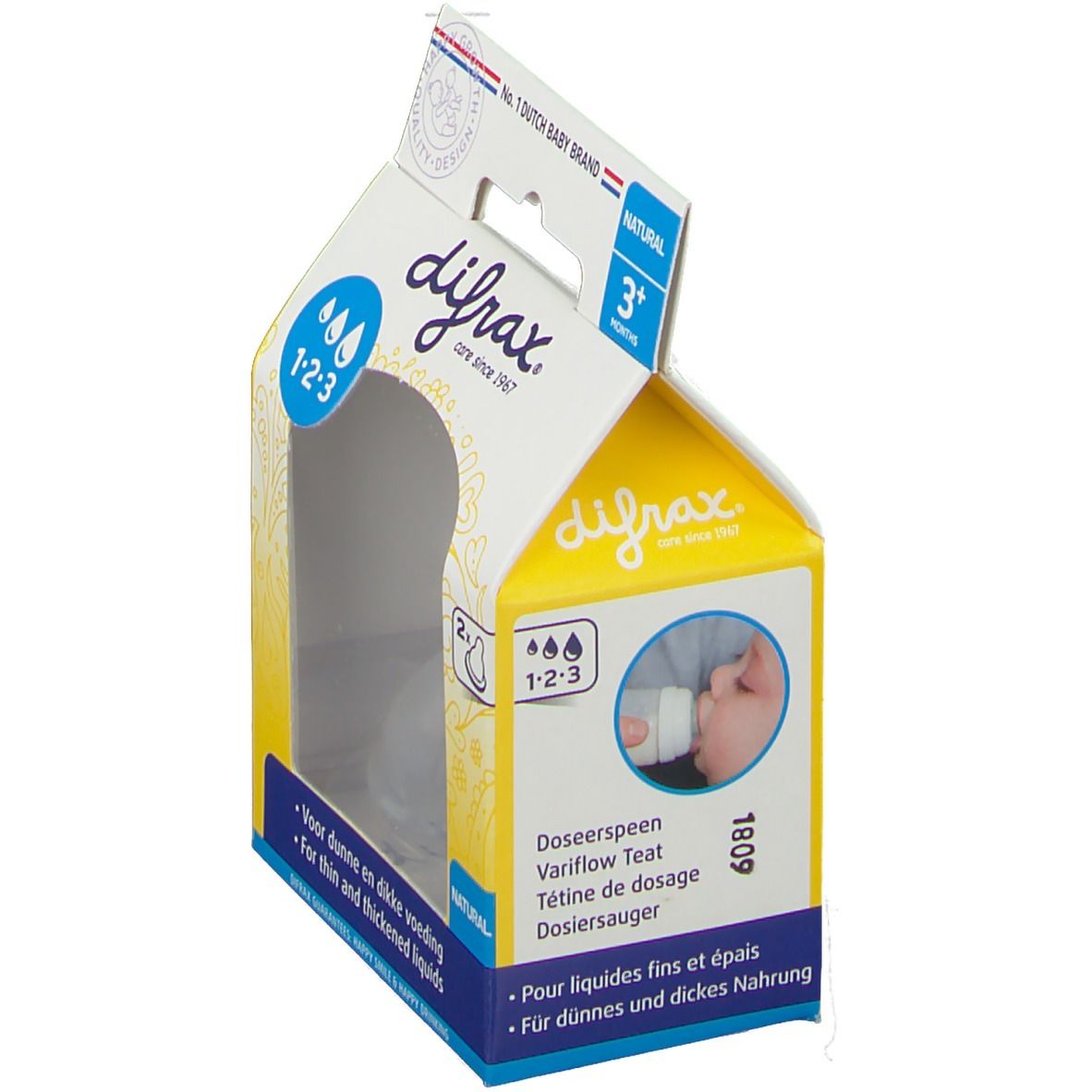 Difrax Flessenspeen Natural 1-2-3 2 St Sauger