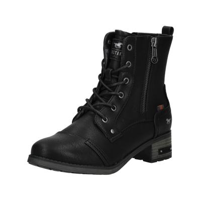 Schnürstiefelette MUSTANG SHOES "Mustang Shoes Stiefelette Lederimitat", Damen, Gr. 40, schwarz, Lederimitat, Schuhe Schnürstiefelette