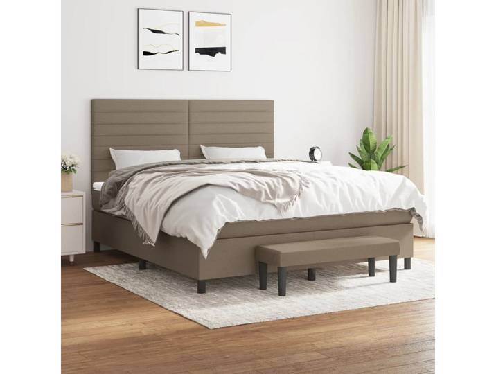 vidaXL Boxspringbett, Boxspringbett mit Matratze Taupe 160x200 cm Stoff