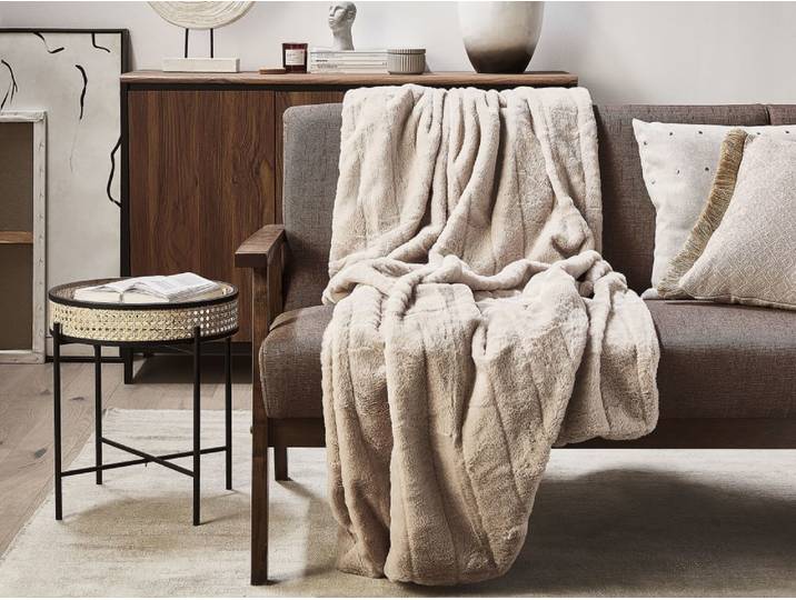 Couverture en polyester beige 200x150cm