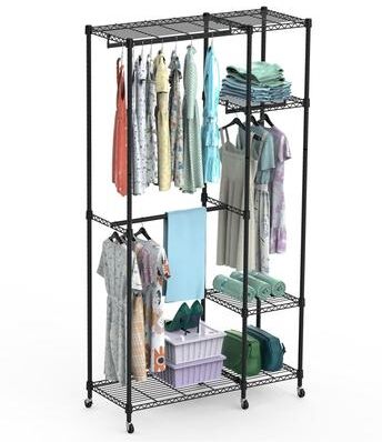 DEVERA 4-Tier Heavy Duty Garment Rack with Wheels