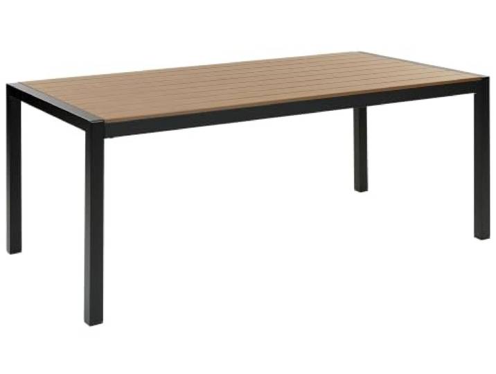 Beliani Outdoor Modern Gartentisch 6 Personen Hellbraun Aluminium 180 x 90 cm Vernio
