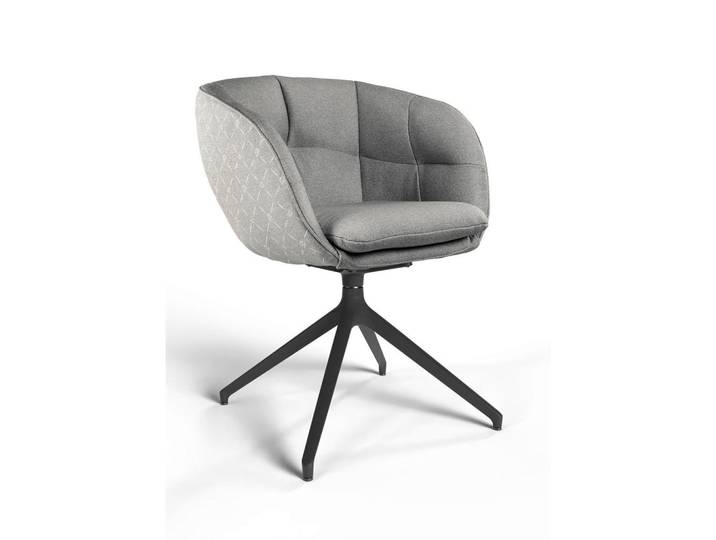 Dieter Knoll Armlehnstuhl, Hellgrau, Graphik, Rundrohr, 62x81x63 cm, Beinauswahl, Sitzfläche 360° drehbar, Stoff-/Lederauswahl, Esszimmer, Stühle, Esszimmerstühle, Armlehnenstühle