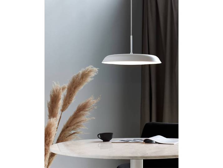 LED-Pendelleuchte Piso Ø 37cm Weiß/Weiß Kunststoffart: Polyester PVC Material: Metall, Kunststoff Metallart: Stahl Oberfläche Metall: Lackiert