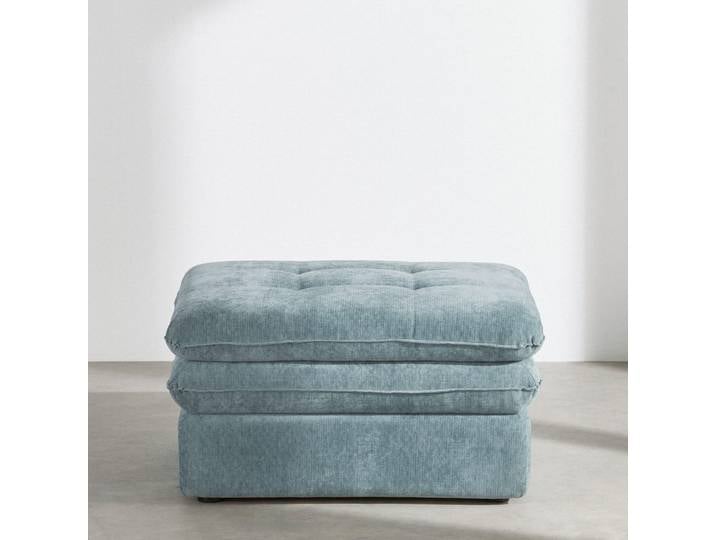 Pouf coffre en polyester recyclé bleu pétrole