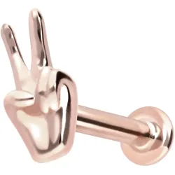 14 Karat Gold Labret mit Innengewinde PEACE-ZEICHEN