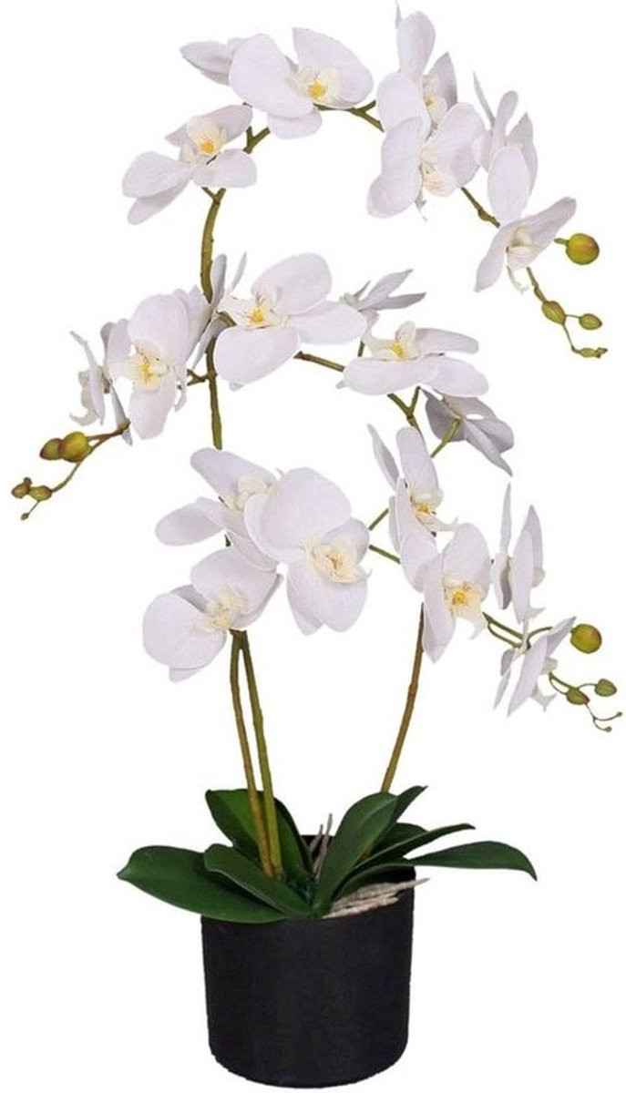 Realistische kunstmatige orchidee in pot met zijden bloemen