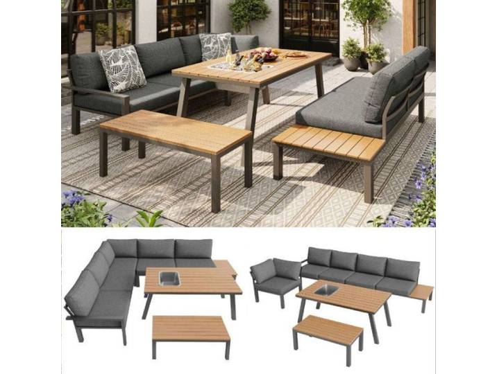 Salon de jardin - O.Ye - 6-7 personnes - Gris - Résistant aux intempéries - Pour jardin balcon et terrasse G VAPORISATEUR DE SALON