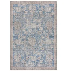 KADIMA DESIGN Teppich Flachgewebe Waschbar Blau | Vintage Orientalisches Design | Pflegeleicht & Robust | 115x170cm