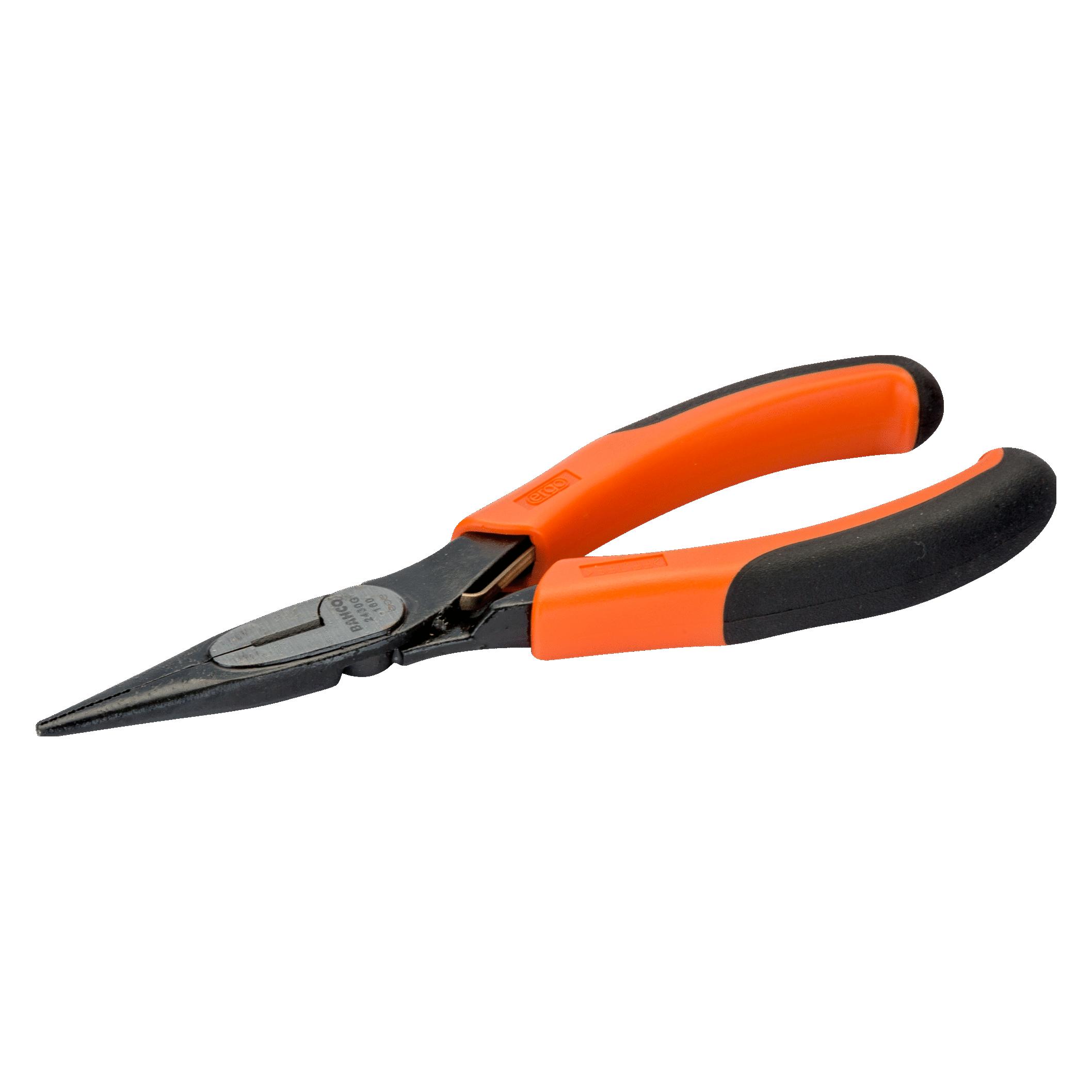 Bahco ERGO Flachrundzange mit Öffnungsfeder, Zwei-Komponenten-Griffen, lange Backen, phosphatiert(140 mm (140 mm) (2430 G-140)