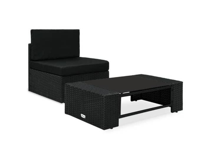 Salon de jardin 2 pcs Résine tressée Noir