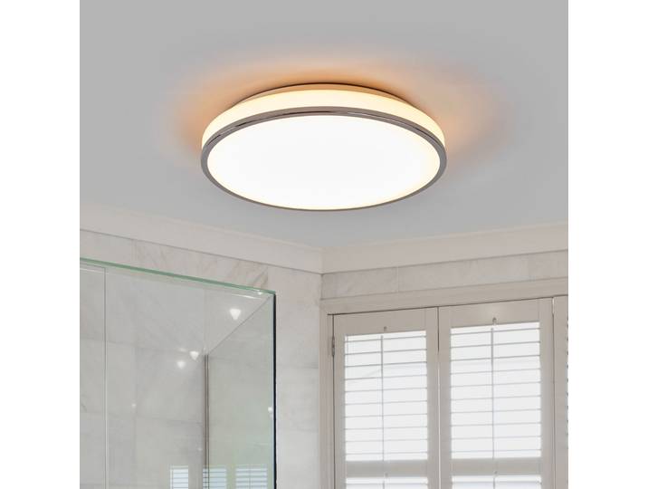 Plafonnier Lyss blanc/chrome - Lindby - Salle de bains - Moderne - Verre - Rond