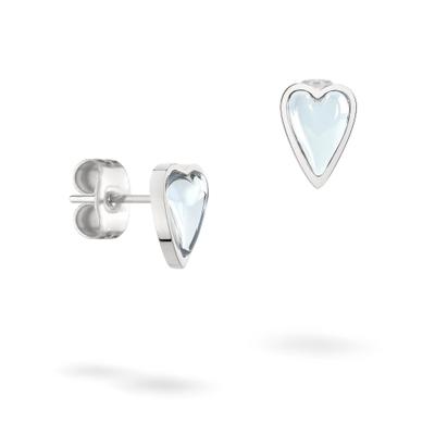 Paar Ohrstecker LIEBESKIND BERLIN "Schmuck Geschenk Edelstahl Ohrringe Glass Heart", silber (edelstahlfarben, transparent, transparent), Ohrringe, Damen, Edelstahl, mit Glasstein