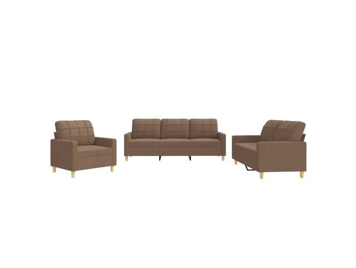vidaXL Ensemble de canapés 3 pièces avec coussins Tissu brun