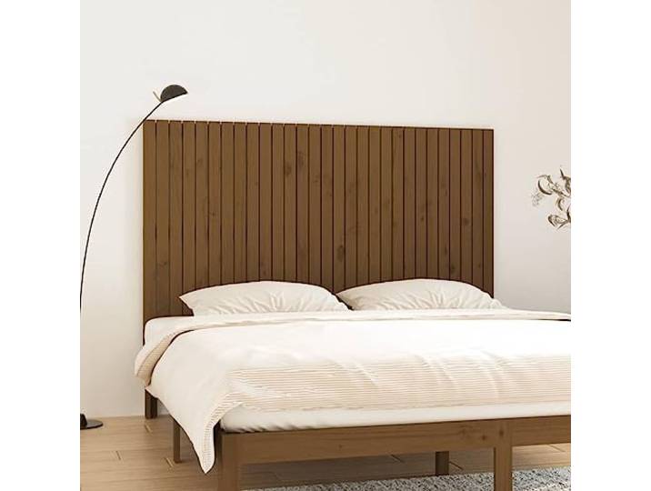 Holzbett Kopfteil aus massivem Kiefernholz, Wandmontage 185x3x110cm, klassisches Design, perfekte Rückenstütze beim Lesen oder Fernsehen.