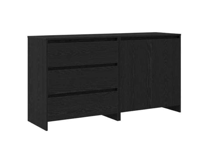 Fisinber Sideboard 2er Set Schwarz 70x41x75 cm Holzwerkstoff Anrichte Moderne Anrichte für Wohnzimmer und Esszimmer mit 2 Türen für ordentliche Aufbewahrung von Geschirr und Deko.