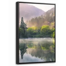 LEINWAND Bilder mit Rahmen - Natur - Bäume - Berge - See - Wasser - 40x60