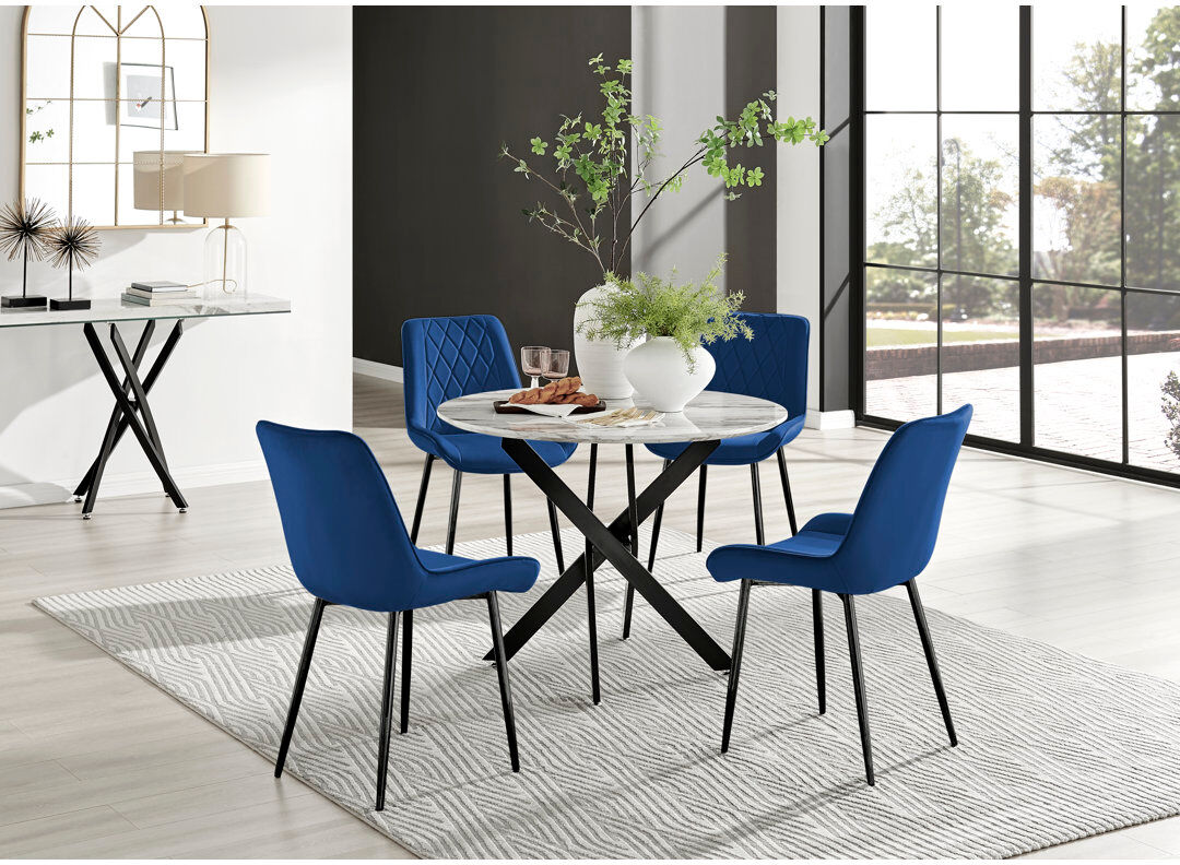 Canora Grey Eubanks 4 -Person Dining Set Navy/Black 4