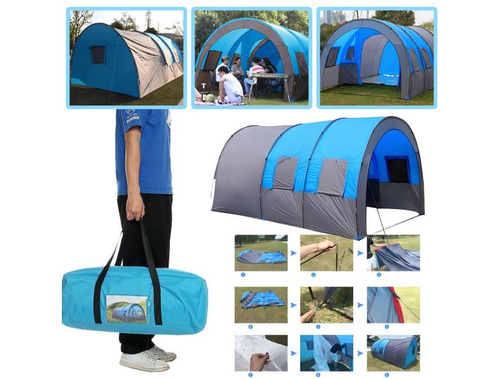 Grande tente de Camping en plein air, Tunnel intégré étanche à la pluie, contient une tente d'équipe pour 10 personnes avec fenêtres respirantes pour voyage