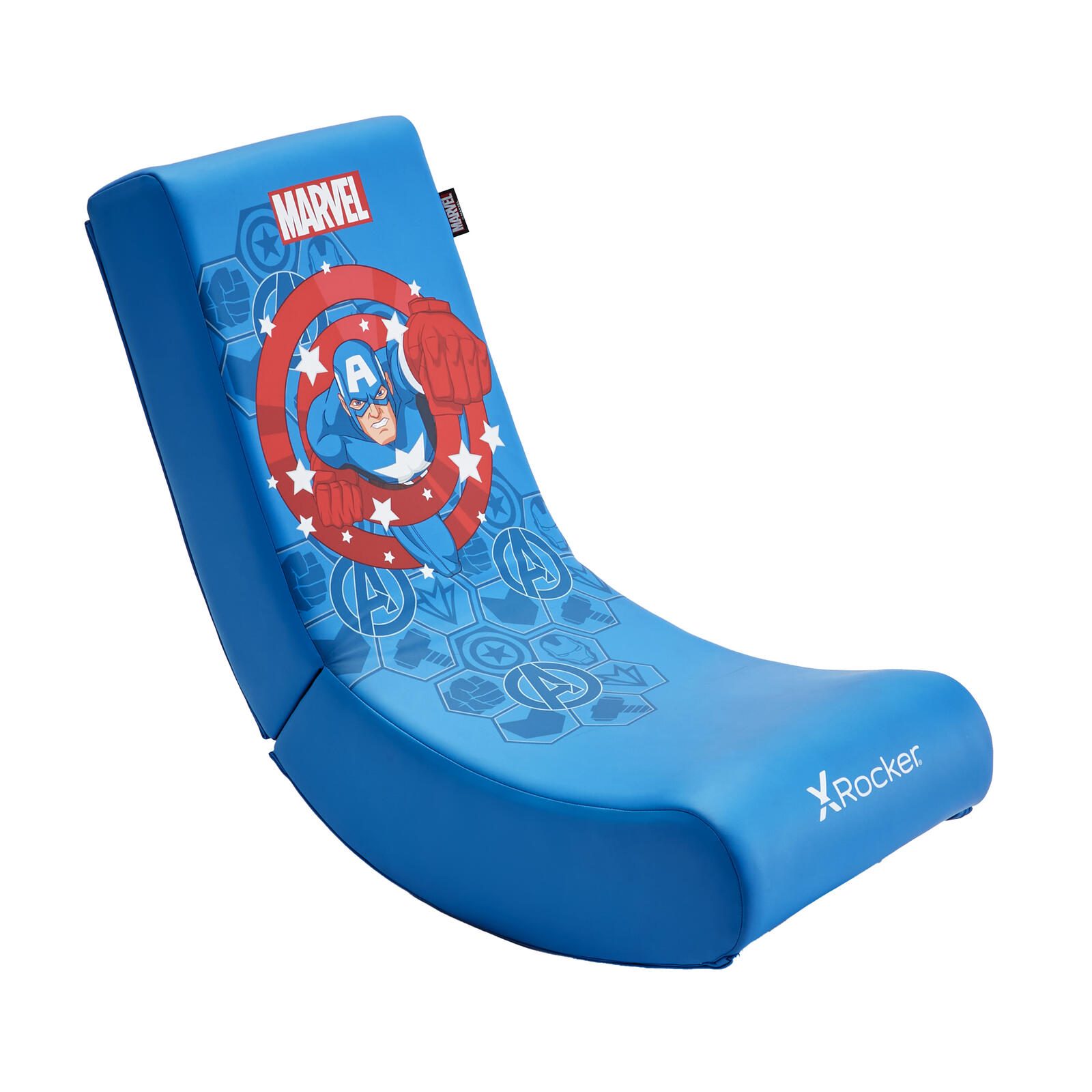 X Rocker Marvel™ Captain America Floor Rocker Gaming-Bodensessel für Kinder & Jugendliche - blau 2021177