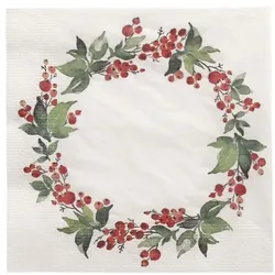 Papstar Servietten »Holly Crown« 3-lagig 20 Stück rot, 33x33 cm
