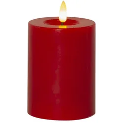 MARELIDA LED Kerze LINA Echtwachs realistische 3D Flamme Wachsspiegel H: 12,5cm rot