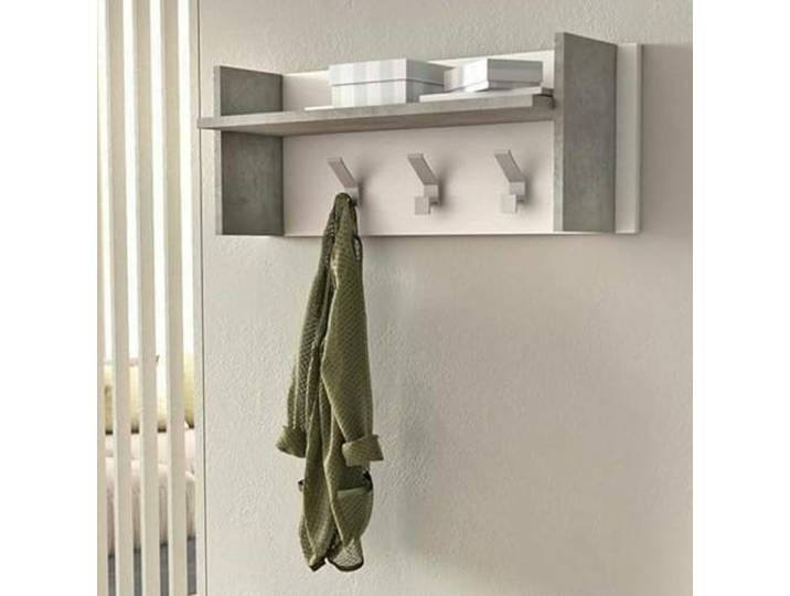 Dmora - Eingangsmöbel Narciso, Kleiderbügel mit 3 Haken, Eingangsregal, 100 % Made in Italy, 90 x 29 x 34 cm, Weiß und Zement,
