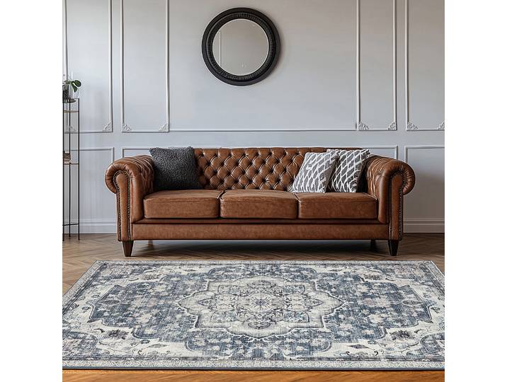 Kurzflorteppich Targo Grau/Grau/Taubenblau 170 x 120cm Mischgewebe