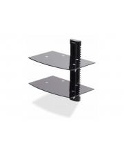 StarTech.com Dual Floating Wall-Mounted AV Shelves Adjustable Height Shelf For Under TV Organize A/V Equipment On Black Tempered Glass Regal für Audio-/Videokomponenten Aluminium Stahl Kunststoff Schwarz Wandmontage (2B-WALL-MOUNT-SHELF)