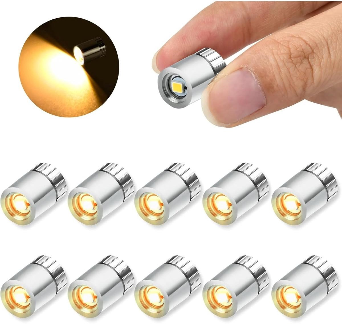 GELLDG 10 stuks mini-LED-lampjes in warm wit licht, zilver en wit