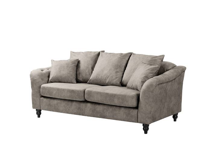 Sofa Lovis 3-Sitzer Grau Microfaser Rica 201 x 90 x 95cm Glamour