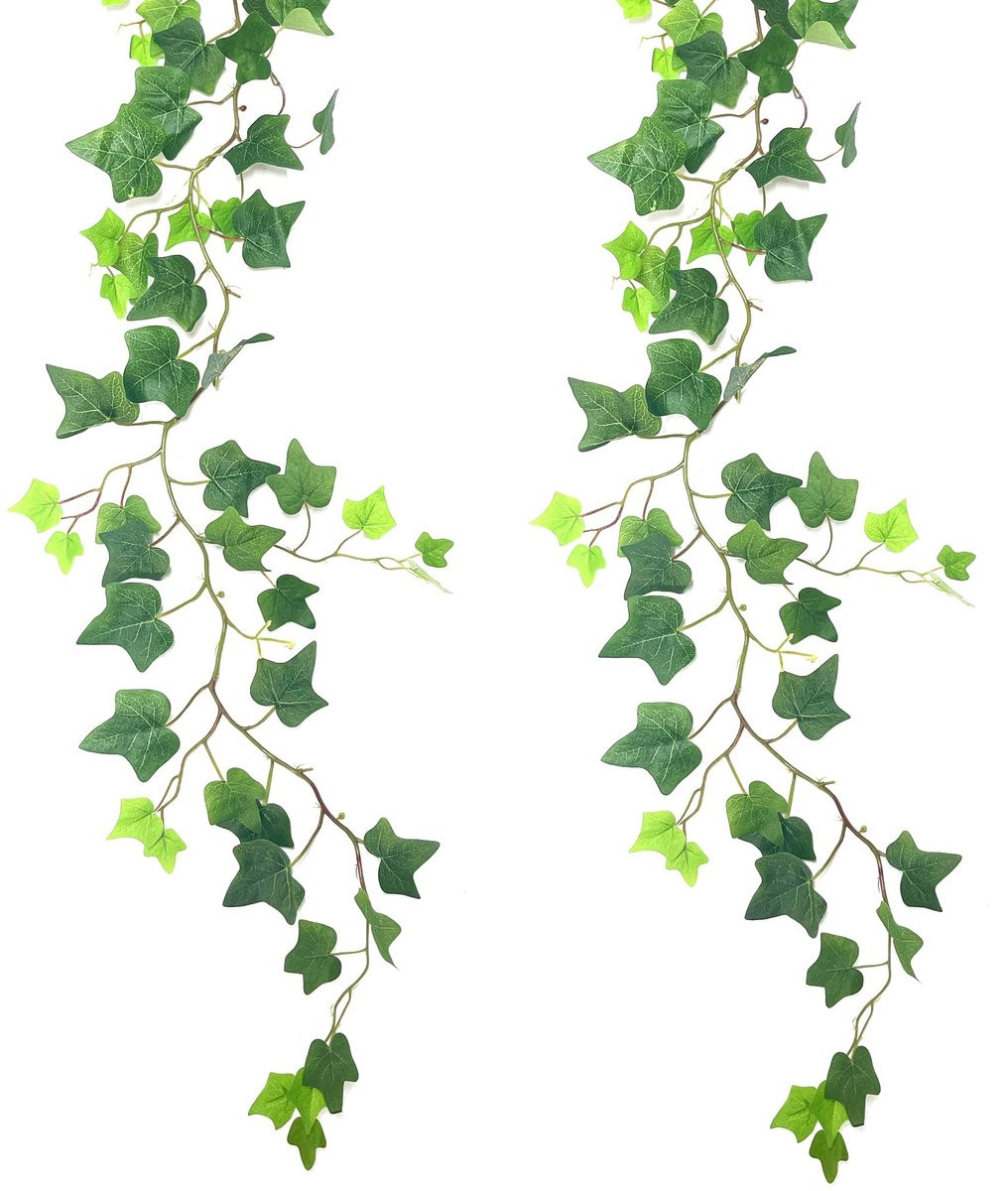 Dailygoods Kunstklimop 1,6 m - 2 Stuks - Realistische Groene Klimopdecoratie voor Binnen en Buiten