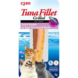 INABA Thunfischfilet für Katzen - Extra zartes Thunfischfilet in Thunfischbrühe 5x15g