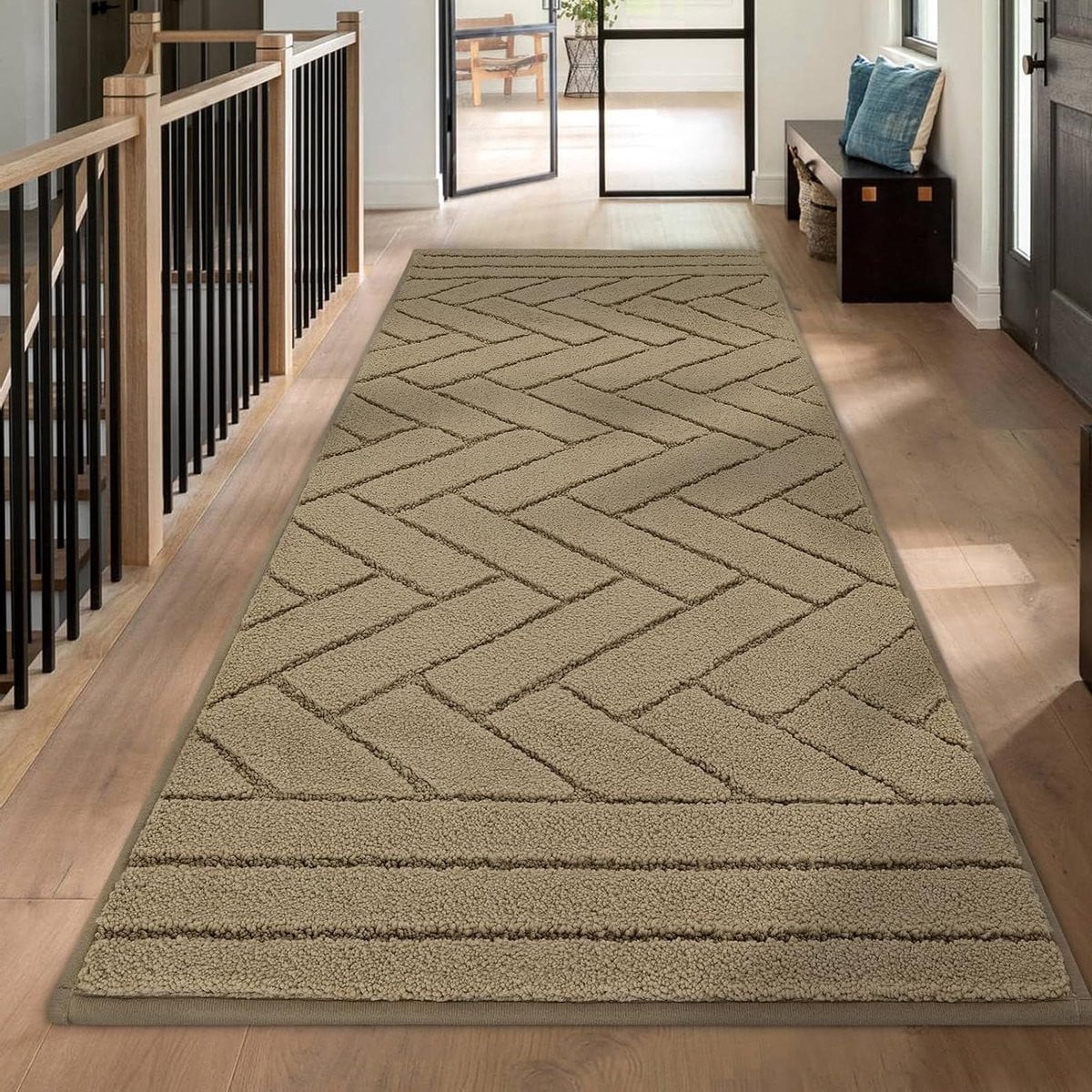 Donkergrijze antislip deurmat en vloermat loper voor het vangen van vuil, 60 x 150 cm