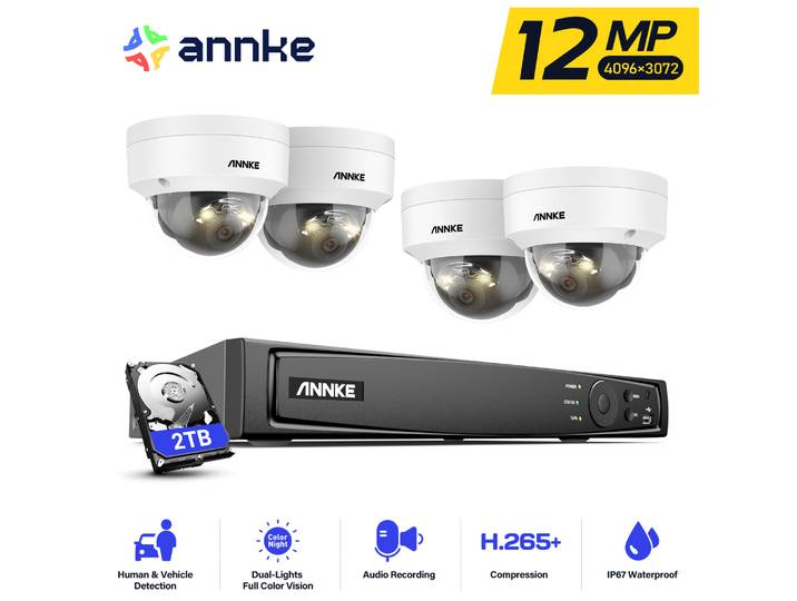 ANNKE H1200 12MP double lumière système de caméra de Surveillance extérieure détection de personne/véhicule caméra PoE CCTV Kits de sécurité vidéo