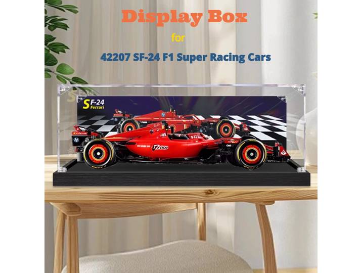 Boîte d'affichage anti-poussière de 3 mm pour lego 42207 SF-24 F1 Super voitures de course vitrine boîte de rangement organisateur (Lego set non inclus)