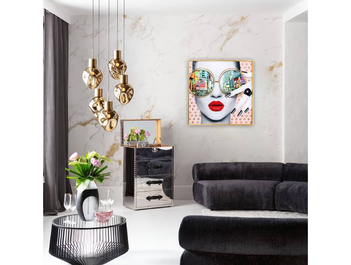 Leinwandbild Times Square Kunstdruckpapier Sicherheitsglas Polypropylen Polystyrol Strasssteine Multicolor/Multicolor 80 x 80cm