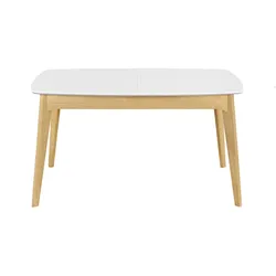 Tisch ausziehbar skandinavisch Weiß und Holz Länge 140-180 cm MEENA