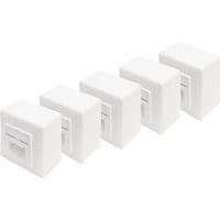 CAT.6A Datenanschlussdose, Aufputz, geschirmt, 2x RJ-45 LSA weiß, 5 Stück, Klasse E