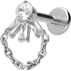 Titan Labret mit Innengewinde LOTUSBLÜTE + KETTE