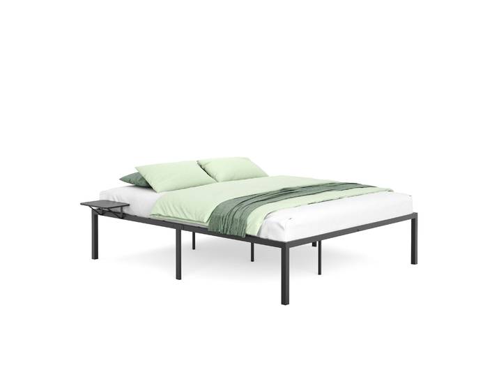 Metallbett MAREN mit Ablagen 160 x 200 cm schwarz