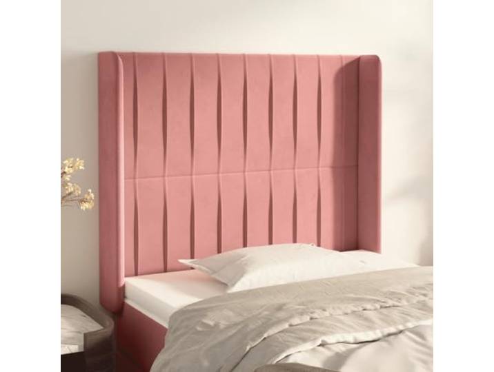 KTHLBRH Kopfteil aus rosafarbenem Samt, klassisches Design, elegantes Design, weich und luxuriös, mit Beinen aus robustem Holz, höhenverstellbar, ideale Rückenunterstützung