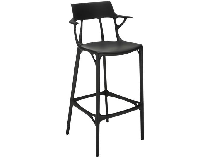 Barhocker, Recyceltes Material, Schwarz, 108 cm, Ergonomisch, Modern, Kartell